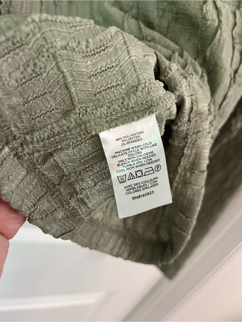 LOFT Textured Long Sleeve Crew Neck Tee Green Crew Neck Slim Fit Lightweight L - Picture 6 of 6